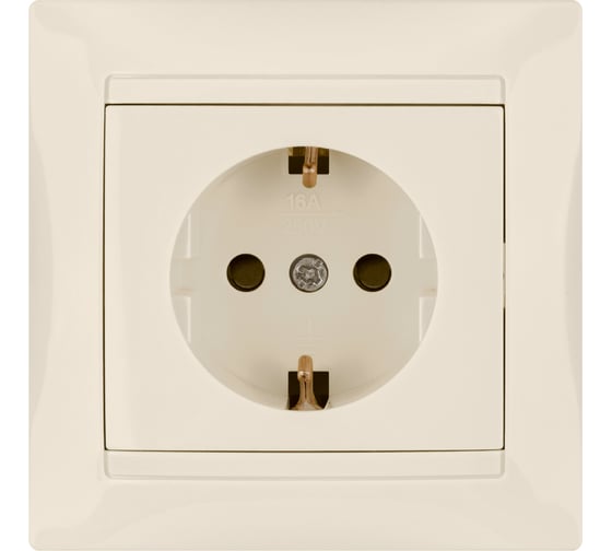 Розетка с защитной шторкой, слоновая кость 2П+З 16А 250В TDM ELECTRIC Лама SQ1815-0111
