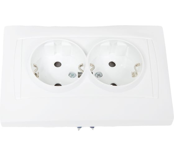 Двойная розетка с защитной шторкой, белая 2П+З 16А 250В TDM ELECTRIC Лама SQ1815-0013 1