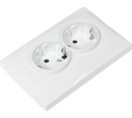Двойная розетка с защитной шторкой, белая 2П+З 16А 250В TDM ELECTRIC Лама SQ1815-0013