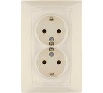 Двойная розетка с защитной шторкой, слоновая кость 2П+З 16А 250В TDM ELECTRIC Лама SQ1815-0113