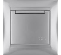 Розетка с защитной крышкой и шторками TDM ELECTRIC серебристый металлик, 2П+З 16А 250В IP44 серия "Лама" SQ1815-0214