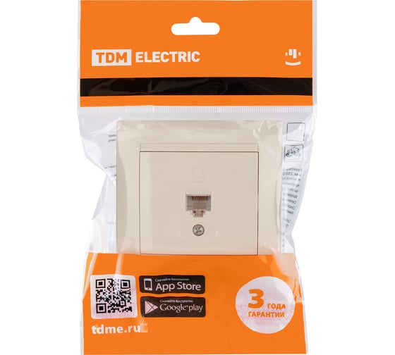 Компьютерная розетка, слоновая кость RJ45 TDM ELECTRIC Лама SQ1815-0116