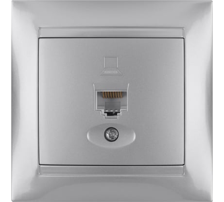 Розетка компьютерная RJ45 TDM ELECTRIC серебристый металлик, серия "Лама" SQ1815-0216