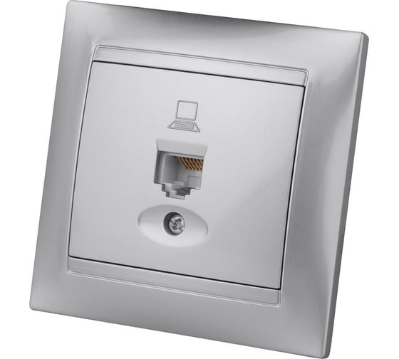 Компьютерная розетка, серебристый металлик RJ45 TDM ELECTRIC Лама SQ1815-0216