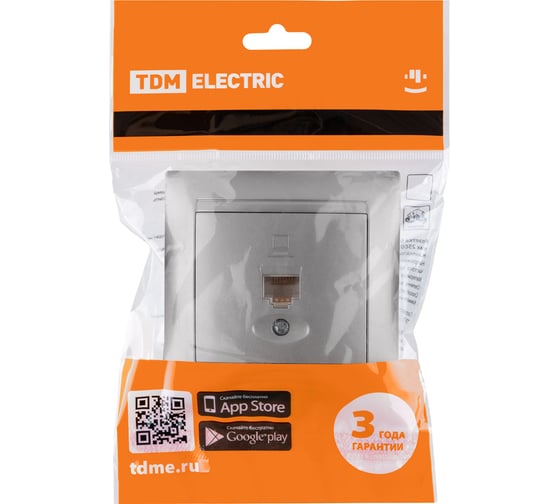 Компьютерная розетка, серебристый металлик RJ45 TDM ELECTRIC Лама SQ1815-0216