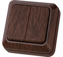 Двухклавишный выключатель TDM ELECTRIC открытой установки бук Ладога SQ1801-0028