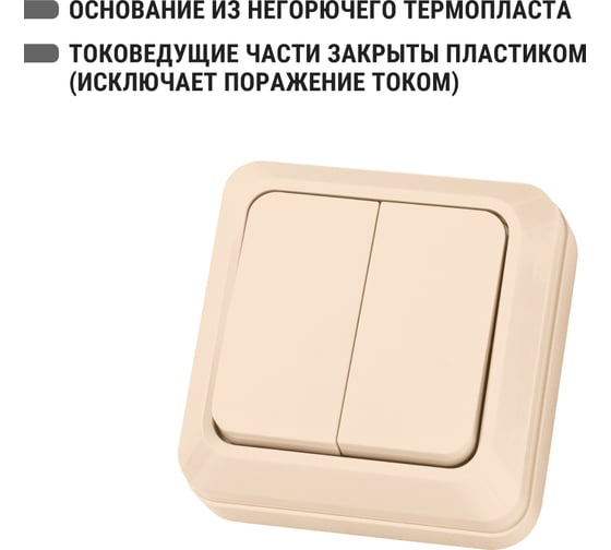 Двухклавишный выключатель TDM ELECTRIC открытой установки, слоновая кость Ладога TDM ELECTRIC SQ1801-0004
