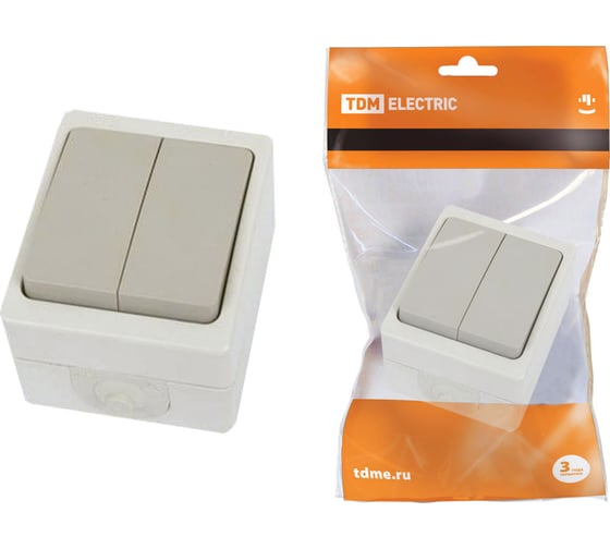Выключатель TDM 2-кл. открытой установки IP54 10А "Вуокса" SQ1803-0002 1