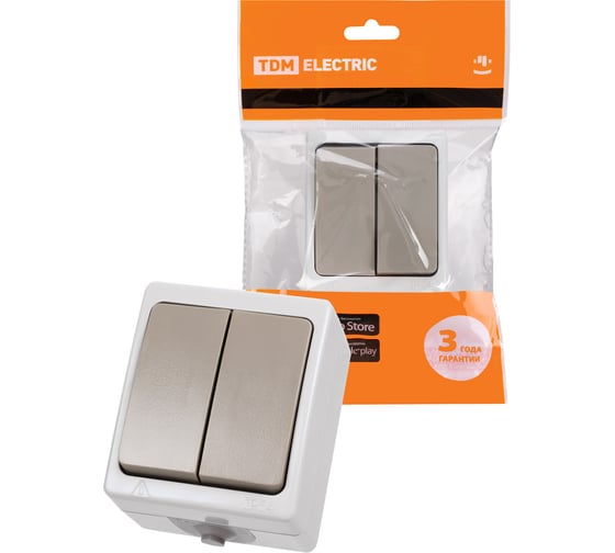 Выключатель TDM ELECTRIC 2-кл. открытой установки IP54 10А "Вуокса" SQ1803-0002