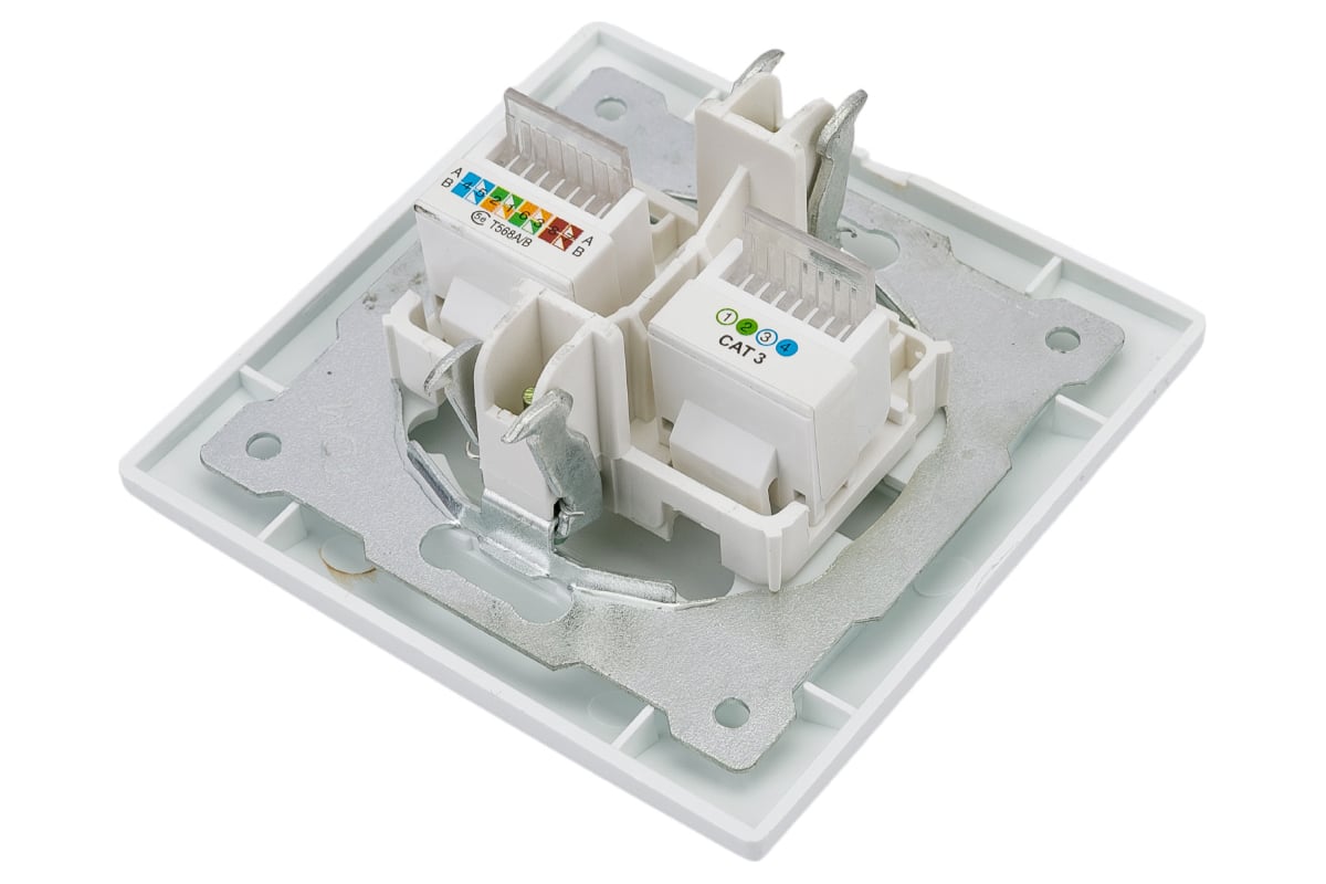 Розетка телефонная RJ11 + компьютерная RJ45, белая TDM Лама SQ1815-0019 ...