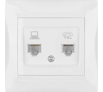 Розетка телефонная RJ11 + компьютерная RJ45, белая TDM ELECTRIC Лама SQ1815-0019