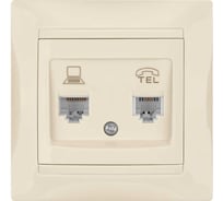 Розетка телефонная RJ11 + компьютерная RJ45, слоновая кость TDM ELECTRIC Лама SQ1815-0119