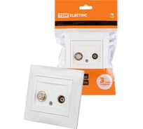 Розетка TV мама + SAT F-разъем, белая 0-2400МГц TDM ELECTRIC Лама SQ1815-0020