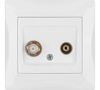 Розетка TV мама + SAT F-разъем, белая 0-2400МГц TDM ELECTRIC Лама SQ1815-0020