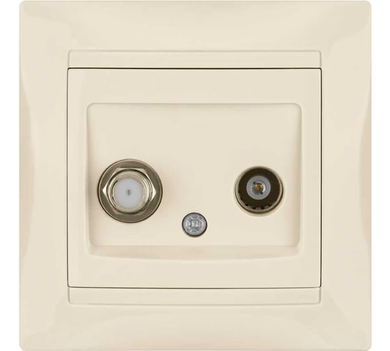 Розетка TV мама + SAT F-разъем, слоновая кость 0-2400МГц TDM ELECTRIC Лама SQ1815-0120 1