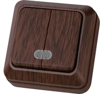 Выключатель TDM ELECTRIC 2-кл. открытой установки с подсветкой IP20 10А, бук, серия "Ладога" SQ1801-0030