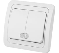 Двухклавишный выключатель TDM с подсветкой, белый Валдай SQ1804-0006