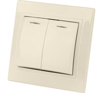 Двухклавишный выключатель TDM ELECTRIC с подсветкой, слоновая кость Таймыр SQ1814-0105