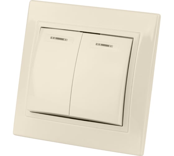 Двухклавишный выключатель TDM ELECTRIC с подсветкой, слоновая кость Таймыр SQ1814-0105 1