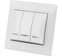 Трехклавишный выключатель TDM ELECTRIC с подсветкой, белый Таймыр SQ1814-0006
