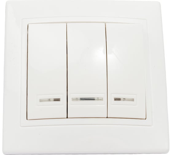 Трехклавишный выключатель TDM ELECTRIC с подсветкой, белый Таймыр SQ1814-0006