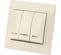 Трехклавишный выключатель TDM ELECTRIC с подсветкой, слоновая кость Таймыр SQ1814-0106