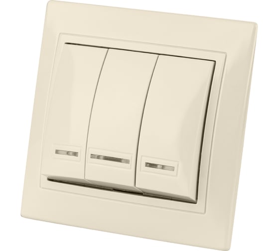Трехклавишный выключатель TDM ELECTRIC с подсветкой, слоновая кость Таймыр SQ1814-0106 1