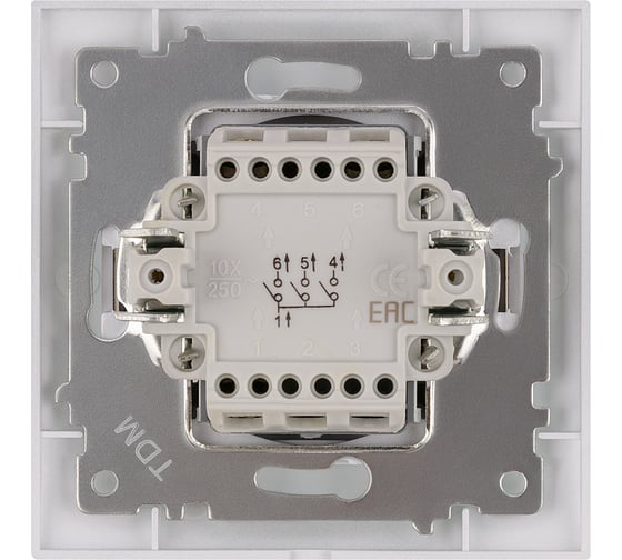 Трехклавишный выключатель TDM ELECTRIC серебристый металлик Лама SQ1815-0203