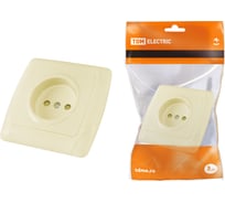 Розетка 10А 250В с защитными шторками слоновая кость "Онега" TDM ELECTRIC SQ1805-0039
