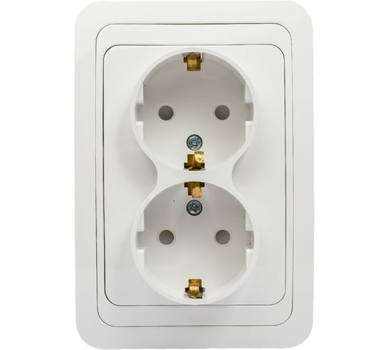 Двойная розетка c защитными шторками, белая 2П+З 16А TDM ELECTRIC Валдай SQ1804-0030