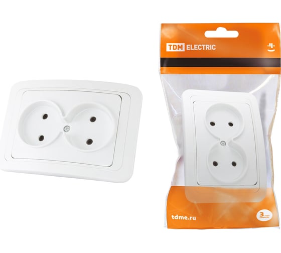 Двойная розетка, белая 2П 10А TDM ELECTRIC Валдай SQ1804-0009