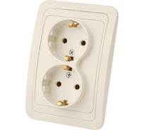 Розетка двойная слоновая кость с заземлением 16А серия "Валдай" TDM ELECTRIC SQ1804-0110
