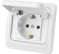 Розетка с крышкой, белая 2П+З 16А TDM ELECTRIC Валдай SQ1804-0011