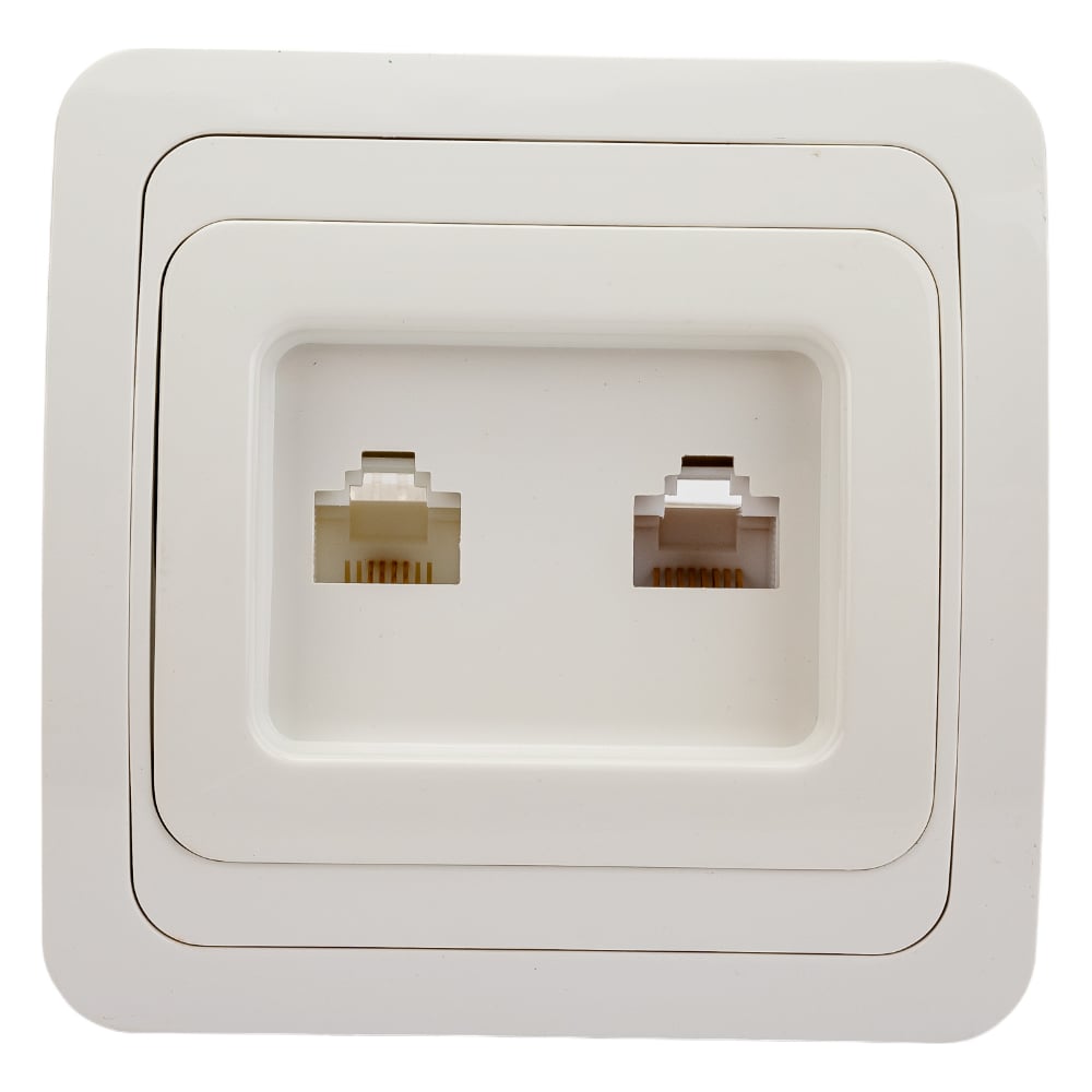 Розетка компьютерная RJ-45 + телефонная RJ-11, белая TDM Валдай SQ1804 ...
