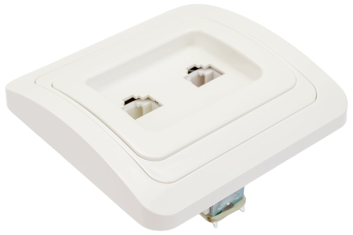 Розетка компьютерная RJ-45 + телефонная RJ-11, белая TDM Валдай SQ1804 ...