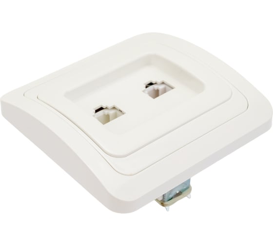 Розетка компьютерная RJ-45 + телефонная RJ-11, белая TDM Валдай SQ1804-0015