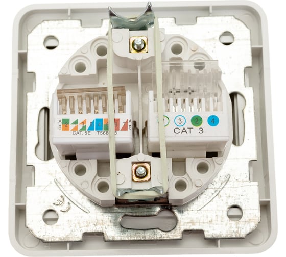 Розетка компьютерная RJ-45 + телефонная RJ-11, белая TDM Валдай SQ1804-0015