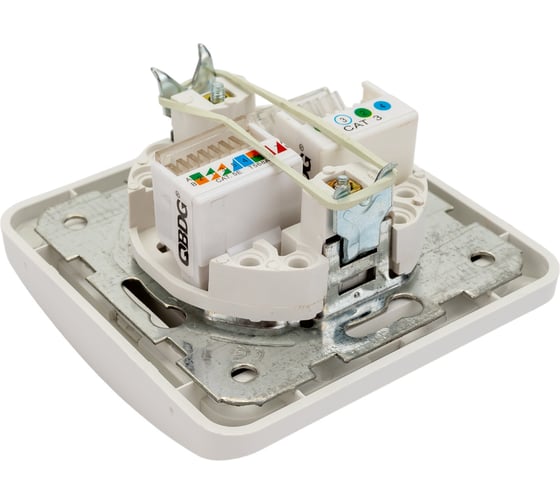 Розетка компьютерная RJ-45 + телефонная RJ-11, белая TDM Валдай SQ1804-0015