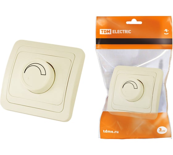 Поворотный светорегулятор, слоновая кость RL 600Вт TDM Валдай SQ1804-0116 1