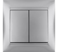 Выключатель на 2 направления 2 клавишный серебристый металлик TDM ELECTRIC 10А серия "Лама" SQ1815-0207