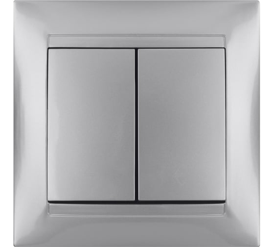 Выключатель на 2 направления 2 клавишный серебристый металлик TDM ELECTRIC 10А серия "Лама" SQ1815-0207 1