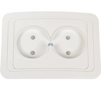 Двойная розетка c защитными шторками, белая 2П 10А TDM ELECTRIC Валдай SQ1804-0025