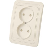 Розетка двойная слоновая кость, с защитными шторками 10А серия "Валдай" TDM ELECTRIC SQ1804-0125