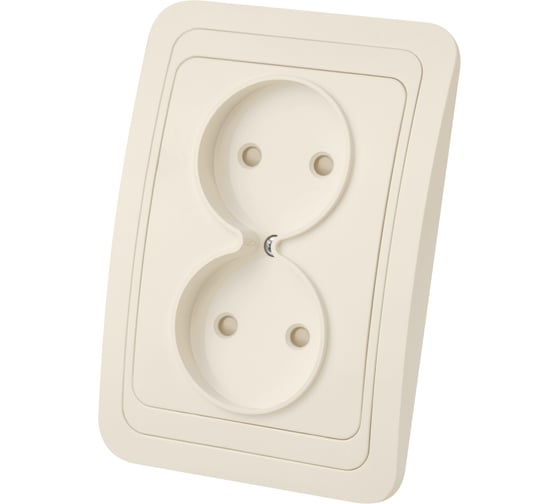 Розетка двойная слоновая кость, с защитными шторками 10А серия "Валдай" TDM ELECTRIC SQ1804-0125 1