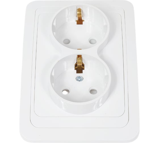 Двойная розетка c защитными шторками, белая 2П+З 16А TDM ELECTRIC Валдай SQ1804-0026