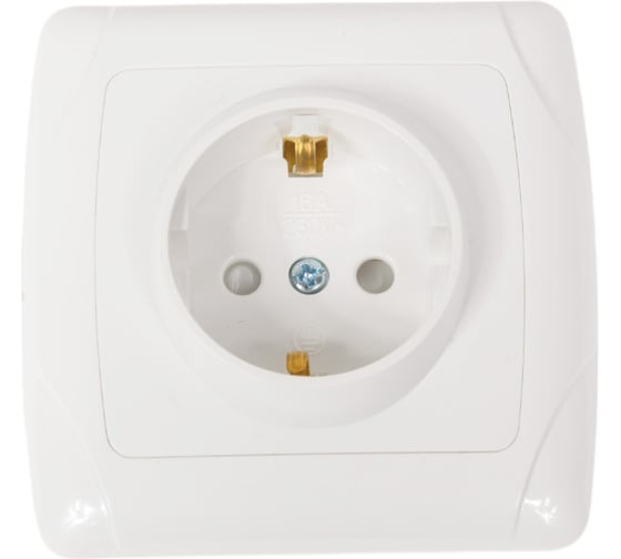 Розетка с защитными шторками, белая 2П+З 16А 250В TDM ELECTRIC Онега SQ1805-0011