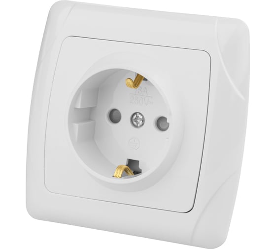 Розетка с защитными шторками, белая 2П+З 16А 250В TDM ELECTRIC Онега SQ1805-0011
