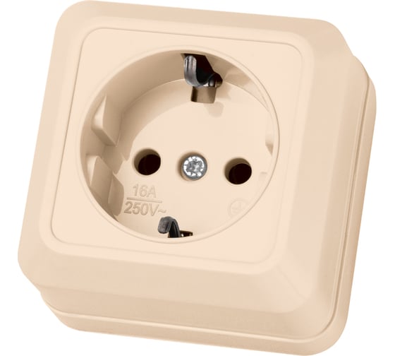 Розетка открытой установки 2П+З IP20 16А, слоновая кость TDM ELECTRIC Ладога SQ1801-0016
