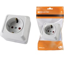 Розетка открытой установки с защитными шторками 2П+З IP20 16А, белый TDM ELECTRIC Ладога SQ1801-0060