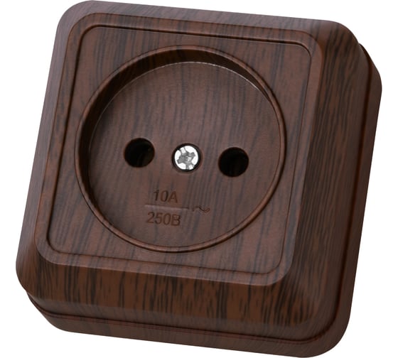 Розетка открытой установки 2П IP20 10А, бук TDM ELECTRIC Ладога SQ1801-0033